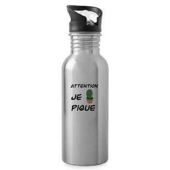 Attention je pique - Gourde avec paille intégrée - argent clair - Droite