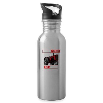 Je Bosse À L'hectare Humour Agriculteur Cadeau Tra - Gourde avec paille intégrée - argent clair - Droite