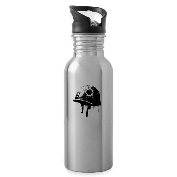 Kriegshelm mit Einschussloch | Antikriegsbild - Trinkflasche mit integriertem Trinkhalm - Lightsilver - Rechts