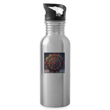 Mandala - LOVE & PEACE - Trinkflasche mit integriertem Trinkhalm - Lightsilver - Rechts