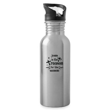 Jesus is the reason for the season - Trinkflasche mit integriertem Trinkhalm - Lightsilver - Rechts