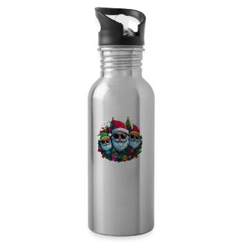 Cool Santas with sunglasses - Water bottle with straw - silver - Right