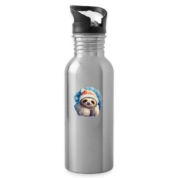 Weihnachtsfaultier - Trinkflasche mit integriertem Trinkhalm - Lightsilver - Rechts