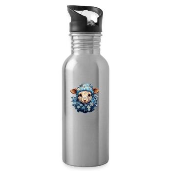 Winter Schaf - Trinkflasche mit integriertem Trinkhalm - Lightsilver - Rechts