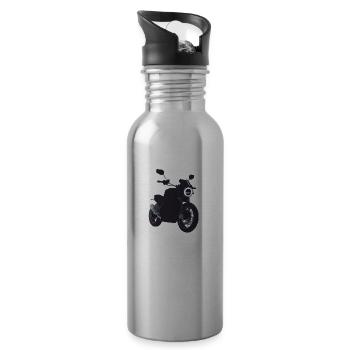 Motorcyclist Motorbike Fan Motorcycle Motorcross - Water bottle with straw - silver - Right