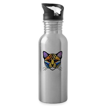 Domestic Cat Cat Cat Owner Pet Kitten - Water bottle with straw - silver - Right