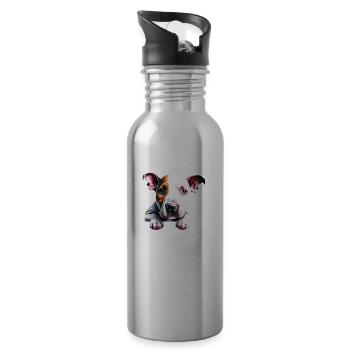 Bullterrier Hunde Bulldogge Hundebesitzer Hund - Trinkflasche mit integriertem Trinkhalm - Lightsilver - Rechts