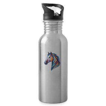 Pferdekopf - Trinkflasche mit integriertem Trinkhalm - Lightsilver - Rechts