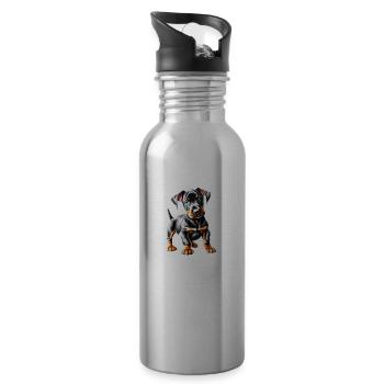 Chien doberman Chiot Doberman dresseur de doberman - Gourde avec paille intégrée - argent clair - Droite