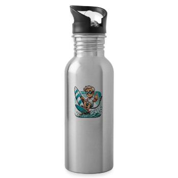 Surfen - Trinkflasche mit integriertem Trinkhalm - Lightsilver - Rechts