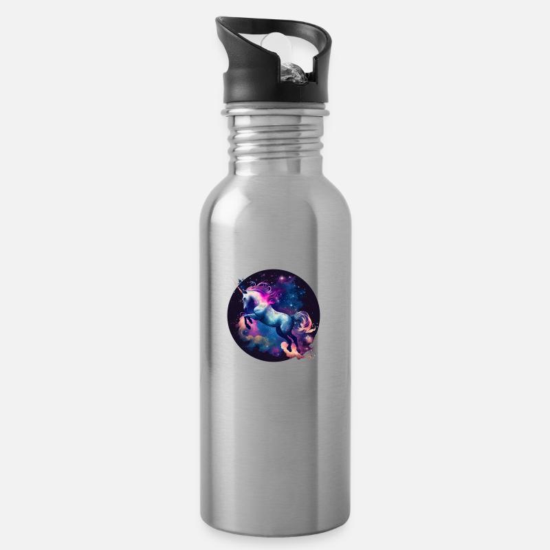 Magisches Einhorn - Trinkflasche mit integriertem Trinkhalm - Lightsilver