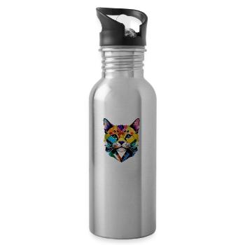 Chat, Chat siamois, Chat domestique, Chaton, Propriétaire de chat - Gourde avec paille intégrée - argent clair - Droite