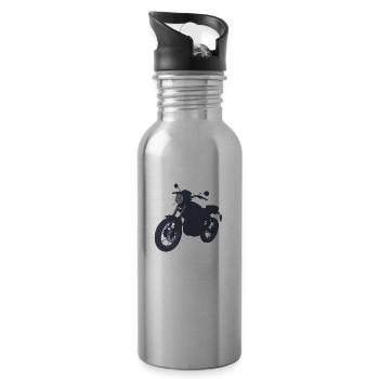 Motorcycle Motorcross Motorcyclist Motorbike Fan - Water bottle with straw - silver - Right