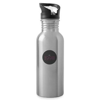 est. 1998, Birthday, Date, 90s, Year - Water bottle with straw - silver - Right