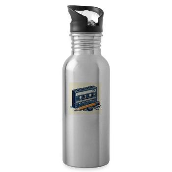 Pencil and cassette - Water bottle with straw - silver - Right