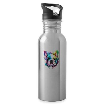 Bulldog Mastiff Dog Owner Dog Dogs - Water bottle with straw - silver - Right