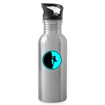 klettern bergsteigen silhouette kreis - Trinkflasche mit integriertem Trinkhalm - Lightsilver - Rechts