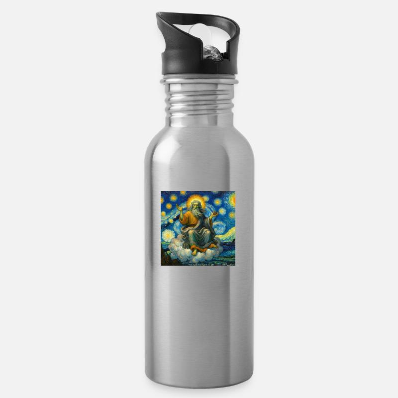 Dieu dans un Van Gogh - Gourde avec paille intégrée - argent clair