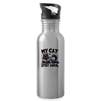 My cat is my spirit Animal - Trinkflasche mit integriertem Trinkhalm - Lightsilver - Rechts