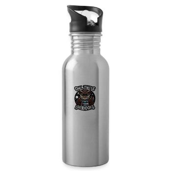 Owl Always Love Books - Water bottle with straw - silver - Right