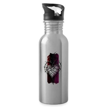 Unverwüstliche Leidenschaft: Herz in Dornen gehüllt - Trinkflasche mit integriertem Trinkhalm - Lightsilver - Rechts