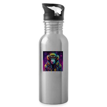 Nft Affe - Trinkflasche mit integriertem Trinkhalm - Lightsilver - Rechts