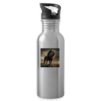 Lion - Gourde avec paille intégrée - argent clair - Droite