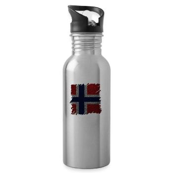 Norvège Norvège Drapeau Scandinavie Norden Tor Viking - Gourde avec paille intégrée - argent clair - Droite