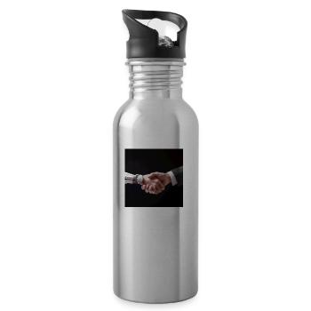 Roboter - Trinkflasche mit integriertem Trinkhalm - Lightsilver - Rechts