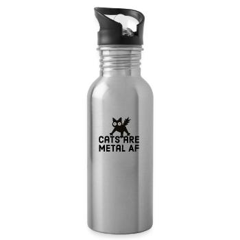 Cats are Metal af black - Trinkflasche mit integriertem Trinkhalm - Lightsilver - Rechts