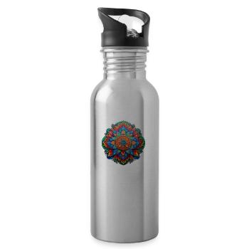 Mandala - Trinkflasche mit integriertem Trinkhalm - Lightsilver - Rechts