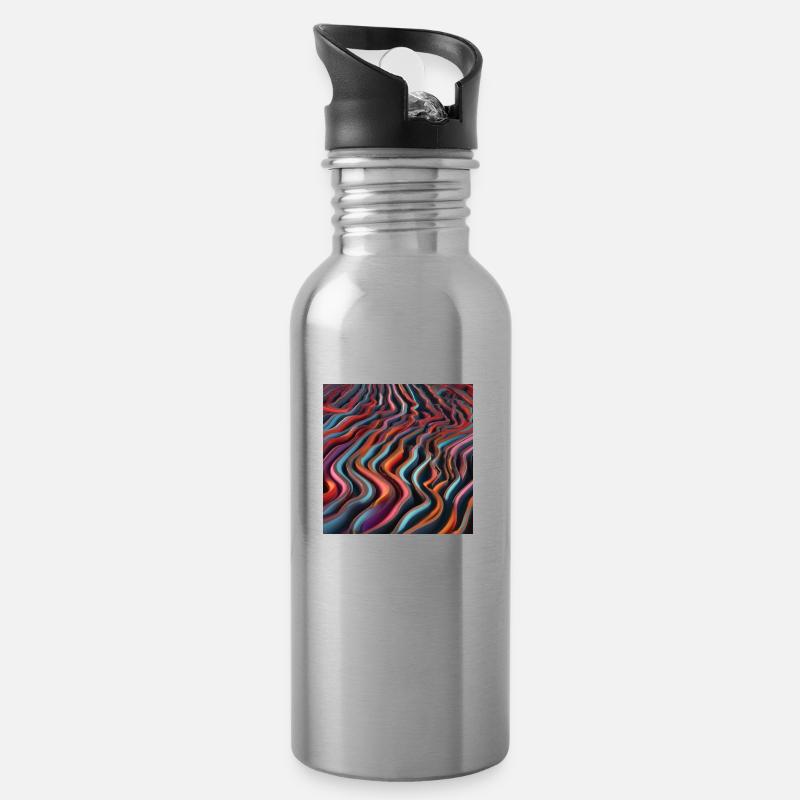 Vagues colorées - Gourde avec paille intégrée - argent clair