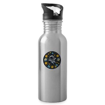 Astronaut kid in space - Trinkflasche mit integriertem Trinkhalm - Lightsilver - Rechts
