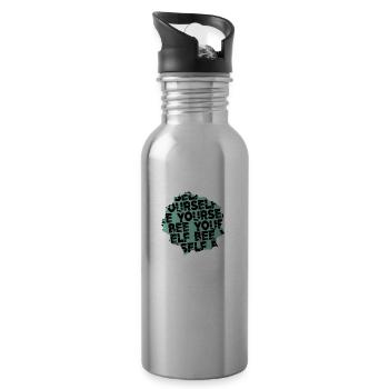 geek birthday present idea birthday awesome - Water bottle with straw - silver - Right