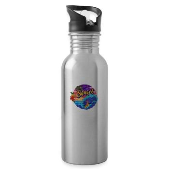 Unsetting Sun Debunking Sunset Sunrise Beach - Water bottle with straw - silver - Right