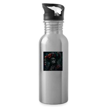 La Catrina/ Tattoo / Mexiko / Totenkopf / Skull - Trinkflasche mit integriertem Trinkhalm - Lightsilver - Rechts