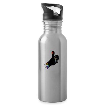 Daumen Hoch der Knochenhand : Sticky Queer Pride - Trinkflasche mit integriertem Trinkhalm - Lightsilver - Rechts