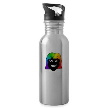 Großer Grinser : Sticky Queer Pride - Trinkflasche mit integriertem Trinkhalm - Lightsilver - Rechts