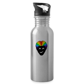Lächeln glücklich : Sticky Queer Pride - Trinkflasche mit integriertem Trinkhalm - Lightsilver - Rechts