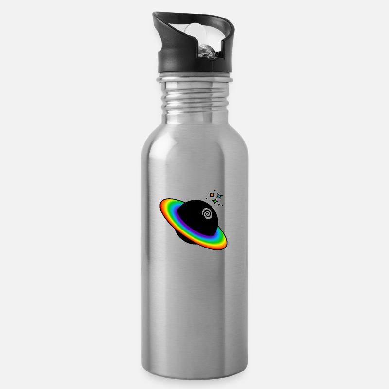 Regenbogen Planet : Sticky Queer Pride - Trinkflasche mit integriertem Trinkhalm - Lightsilver