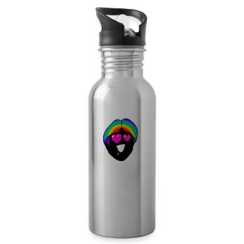 Hals über Kopf verliebt : Sticky Queer Pride - Trinkflasche mit integriertem Trinkhalm - Lightsilver - Rechts