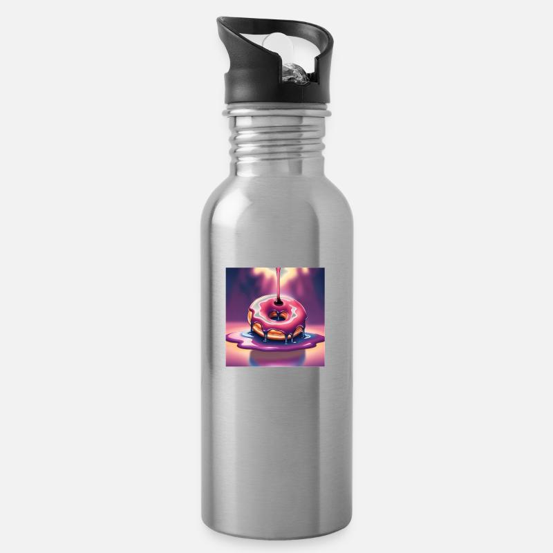 Donut 3 - Trinkflasche mit integriertem Trinkhalm - Lightsilver