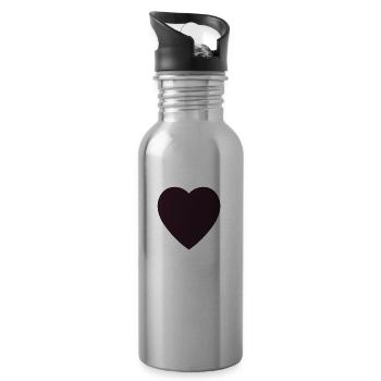 Herz - Trinkflasche mit integriertem Trinkhalm - Lightsilver - Rechts