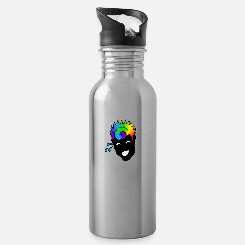 Laughing mao : Sticky Queer Pride - Trinkflasche mit integriertem Trinkhalm - Lightsilver