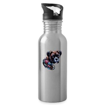 Boxer fleur - Gourde avec paille intégrée - argent clair - Droite