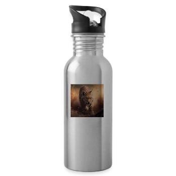 Rennender Luchs - Trinkflasche mit integriertem Trinkhalm - Lightsilver - Rechts