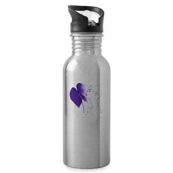 Flowers Women girl fashion design art female style - Water bottle with straw - silver - Right