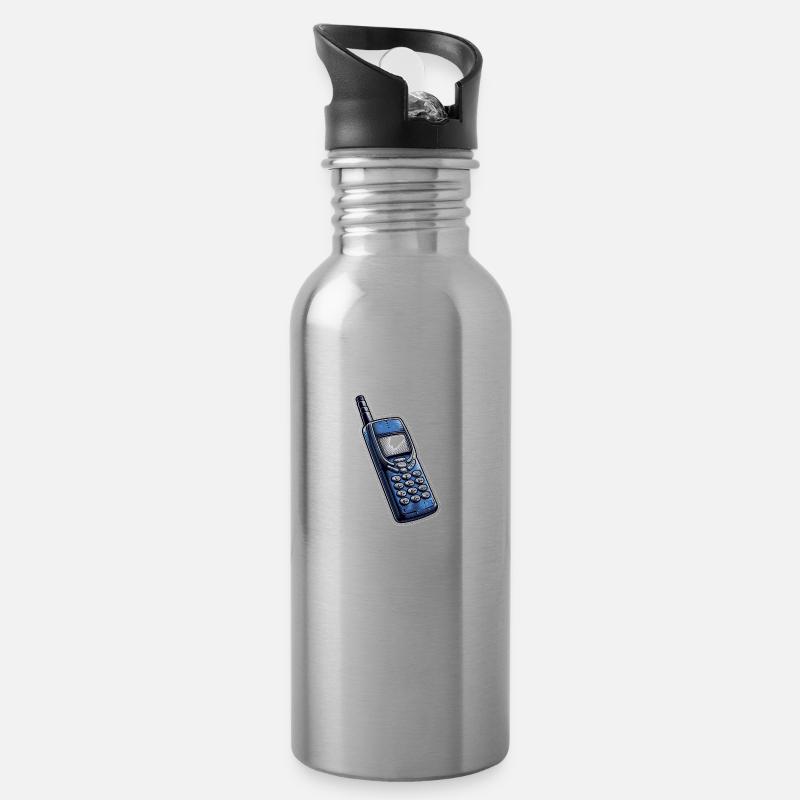 Retro-Handy - Trinkflasche mit integriertem Trinkhalm - Lightsilver