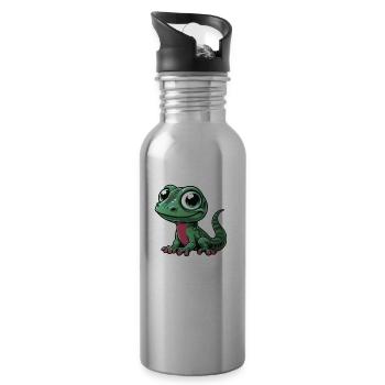 Lézard - Gourde avec paille intégrée - argent clair - Droite