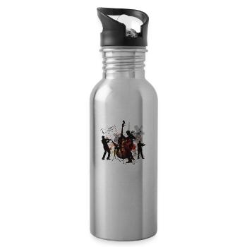 The double bass is a fascinating instrument - Water bottle with straw - silver - Right